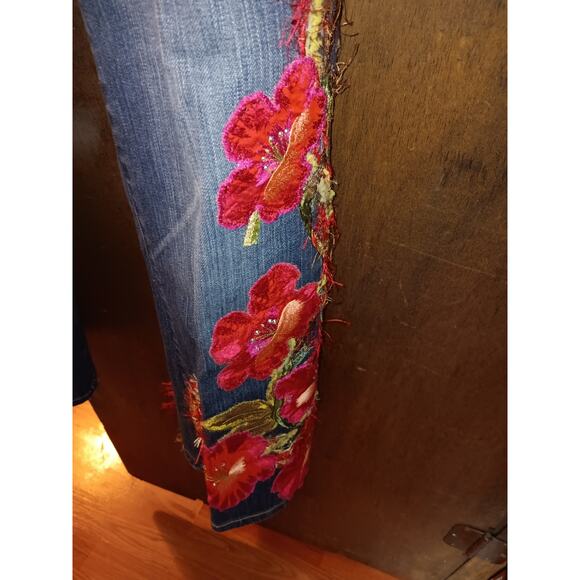 Vintage Canadian Tuxedo Denim Jean Outfit Y2k Floral Embroidered Women 4 Small - Picture 7 of 9